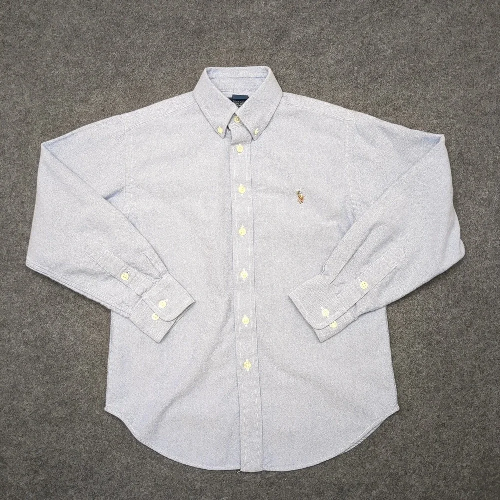 Ralph Lauren Boys Button Down Shirt Size 8 Blue Oxford Classic Fit Pony‎ Logo